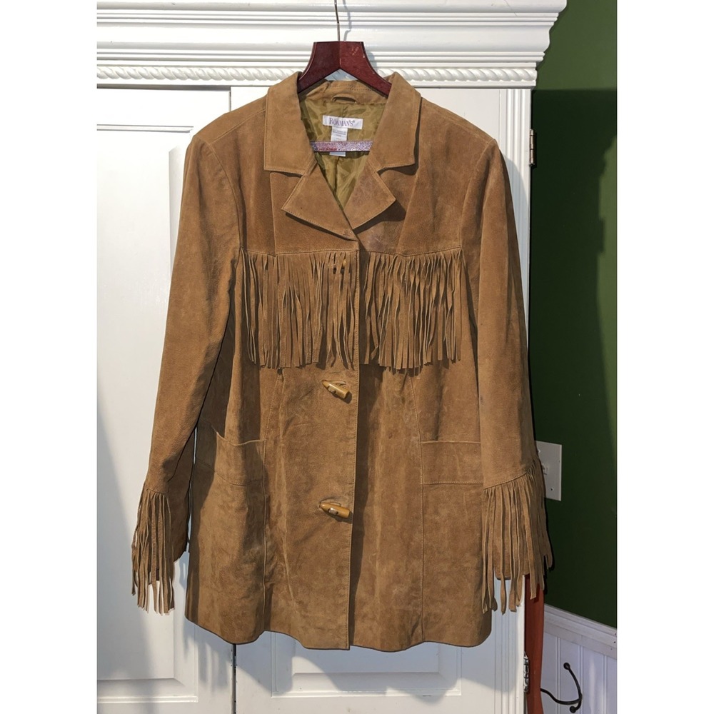 Roaman's 100% Leather Fringe Jacket Women Plus 20 Western Rodeo Ranch Cowgirl